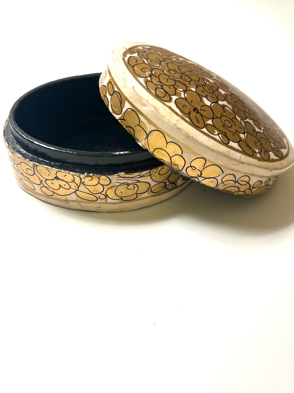 Vintage Handmade Kashmiri Floral Trinket Box
